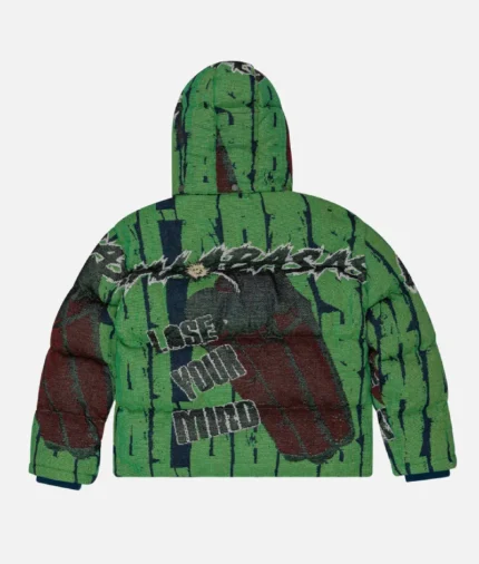 Valabasas Threaded Thoughts Green Tapestry Puffer Jacket