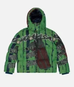 Valabasas Threaded Thoughts Green Tapestry Puffer Jacket